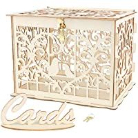 VINFUTUR Caja para Tarjetas de Boda Caja Dinero de Boda Regalos con Encaje Suministros Fiesta 25 x 20 x 18cm